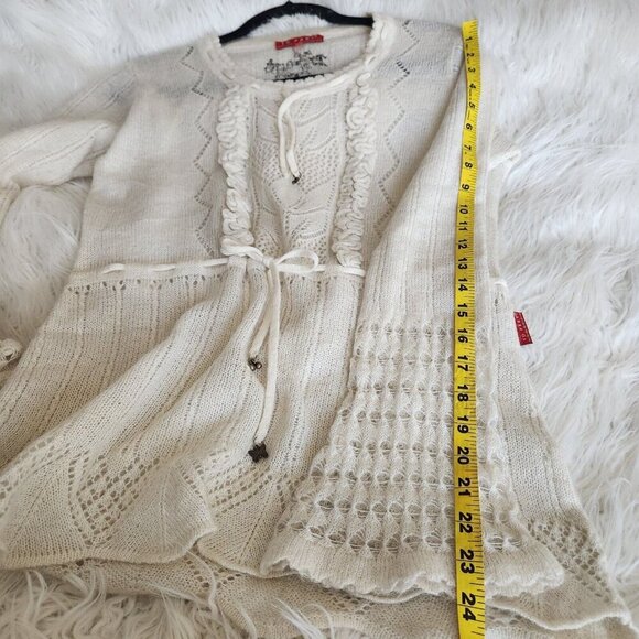10 Feet Amsterdam Sweater Womens M Lace Knit Mohair Polymide Cream‎ Boho Sheer - Picture 12 of 16